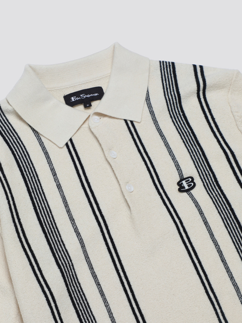 Knitwear Ben Sherman B by Ben Sherman Crinkle Cotton Stripe Polo Blanche | TEX-32756424